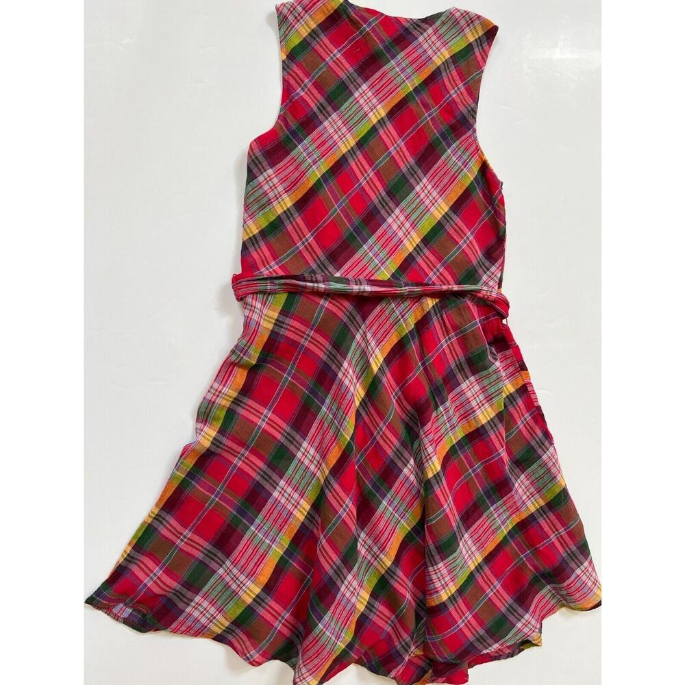 Lauren Ralph Lauren Pink Multi Plaid Crinkle Cotton Sleeveless Dress Size 8 NWT - Picture 2 of 12